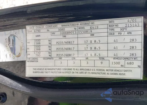 2001 Cadillac Deville Standard from USA, damaged, VIN 1GEEH90Y31U550819